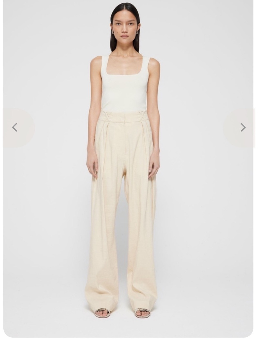 RΓHE High-Waist Wide-Leg Cream Wool Blend Trousers. Size 38-(US 6) NWT